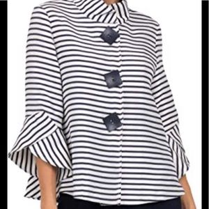 Joseph Ribkoff navy/white stripe jacket 14 EUC